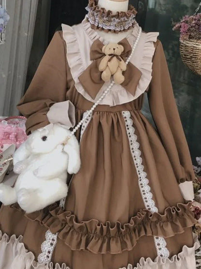 Patchwork Fırfırlı Kawaii Elbise