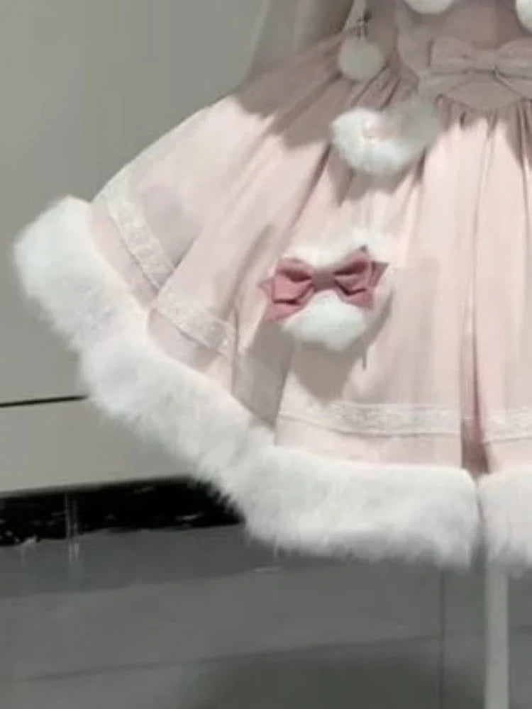 Cute Lolita dress set for children with bunny details, featuring a charming two-piece design in pastel colors.