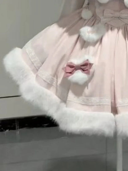 Cute Lolita dress set for children with bunny details, featuring a charming two-piece design in pastel colors.