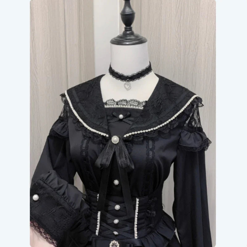 Eprolo lace collar Lolita blouse featuring intricate lace details and a delicate design, perfect for elegant fashion styles.