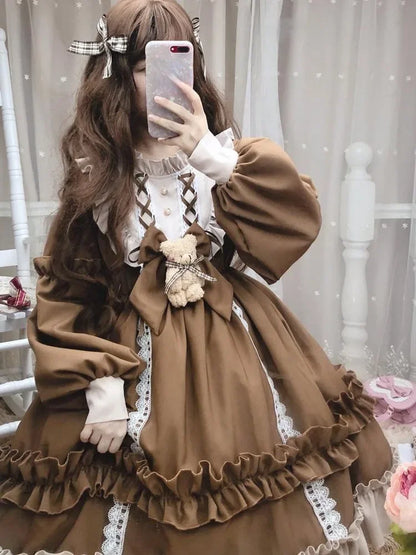 Patchwork Fırfırlı Kawaii Elbise
