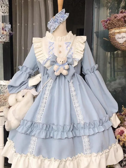 Patchwork Fırfırlı Kawaii Elbise