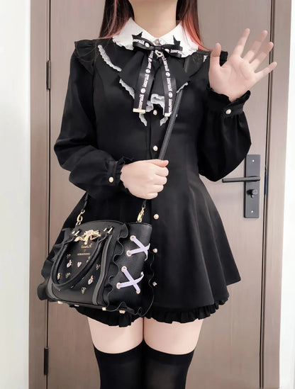 Kawaii Siyah Mini Elbise Seti