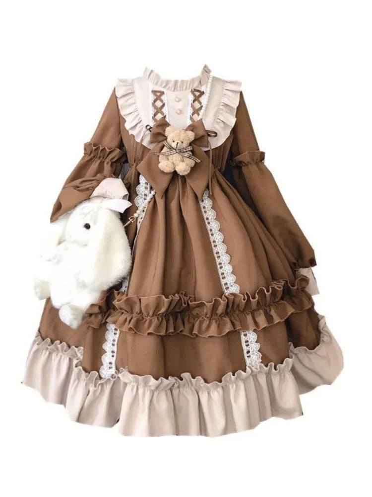 Patchwork Fırfırlı Kawaii Elbise