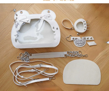 Kawaii Ayıcık şeffaf Ita çanta by eprolo featuring a cute bear design with transparent PVC material.