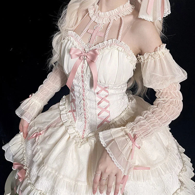 Kawaii Lolita Fiyonk Detaylı Mini Elbise