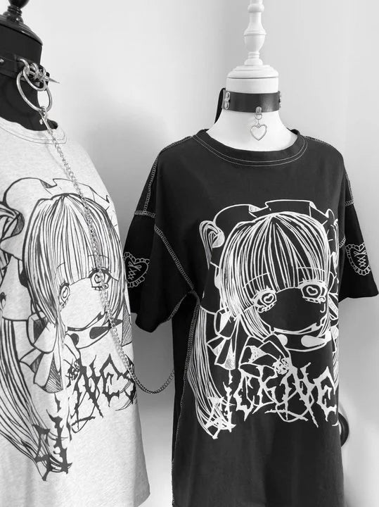 Anime Baskılı Oversize Unisex Tshirt
