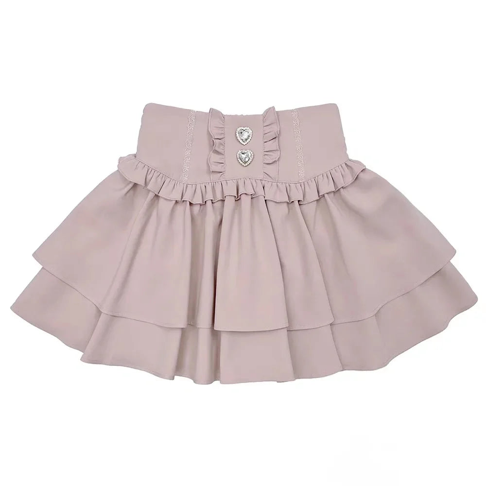 Eprolo Kristal detaylı pileli Lolita mini etek with sparkling embellishments and pleated design, stylish and eye-catching.