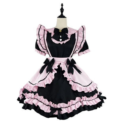 Kawaii maid cosplay dress by eprolo featuring a cute, black and white maid outfit with frills and apron for costume or cosplay events.