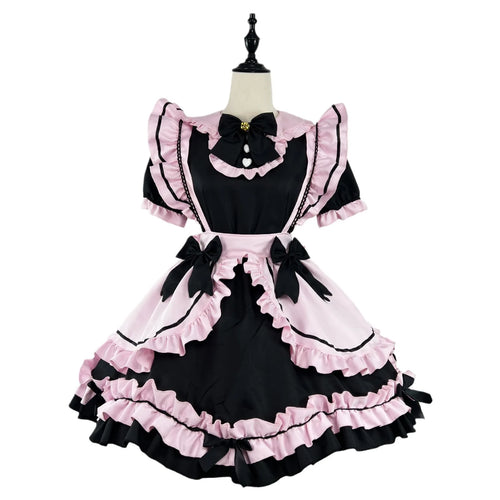 Kawaii maid cosplay dress by eprolo featuring a cute, black and white maid outfit with frills and apron for costume or cosplay events.