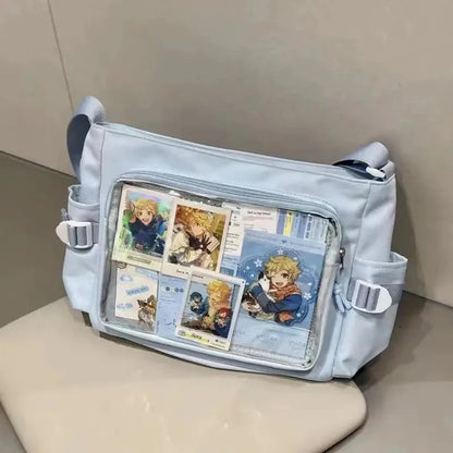 Transparent Ita-style bag by eprolo with sleek design, featuring clear material and black accents for a modern, stylish look.