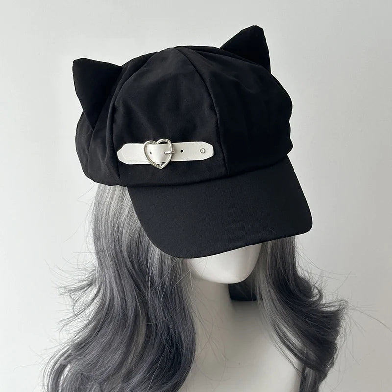 Eprolo Kedi Kulaklı Ressam Şapka featuring cat ear design and colorful artistic pattern, perfect for creative or playful outfits.