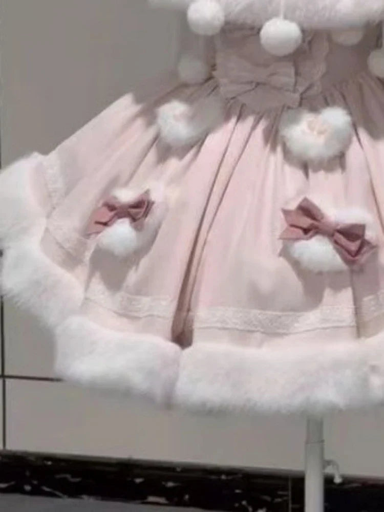 Cute Lolita dress set with bunny details from eprolo, featuring a charming, pastel-colored two-piece design for children.