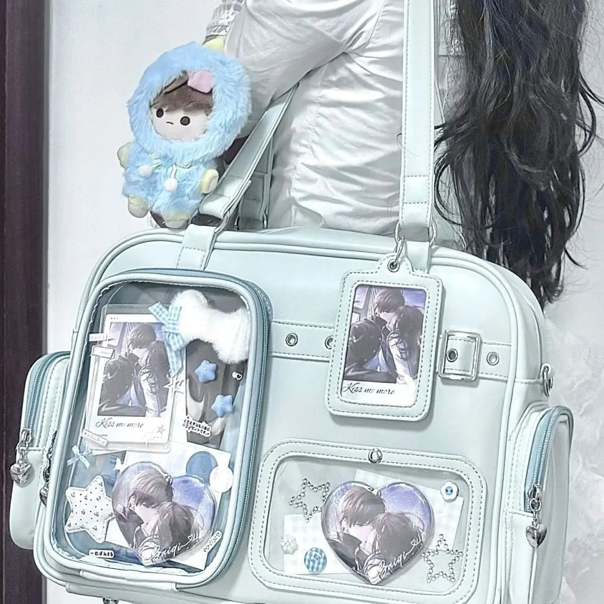 Harajuku 20cm Pin Doll Ita bag by eprolo featuring a colorful cartoon character design on a stylish tote bag.