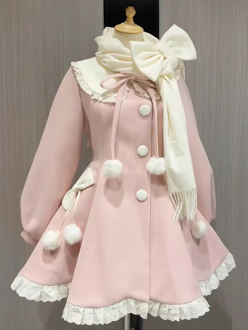 Japon Kawaii Zarif Lolita Elbise with contrast details, featuring a delicate, elegant design perfect for fashion and cosplay.