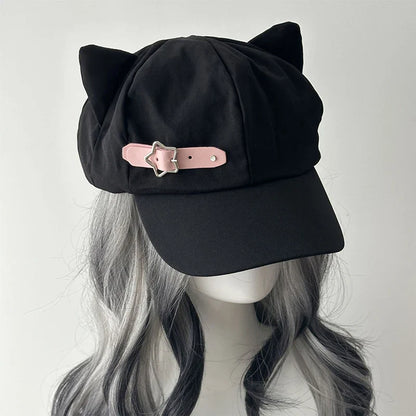 Eprolo Kedi Kulaklı Ressam Şapka featuring cat ear design, colorful fabric, and artistic style for creative and playful looks.