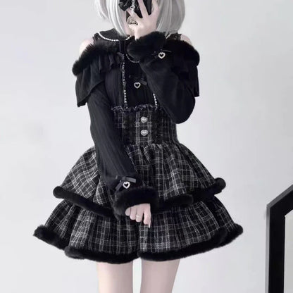 Eprolo Japon Stil Lolita lace bow mini skirt and blouse set, featuring intricate lace details and lightweight fabric.