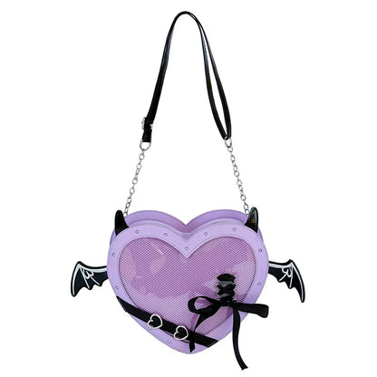 Eprolo Kalp Yarasa Ita Çanta with black bat-shaped design and heart accents, stylish and lightweight for everyday use.