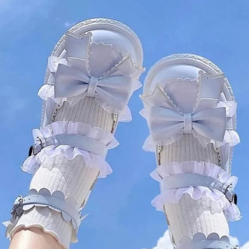 Kawaii Lolita Mary Jane shoes by eprolo with bow detail, buckle strap, round toe, and cute design for fashionable everyday wear