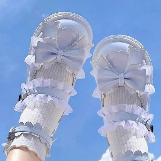 Kawaii Lolita Mary Jane shoes by eprolo with bow detail, buckle strap, round toe, and cute design for fashionable everyday wear