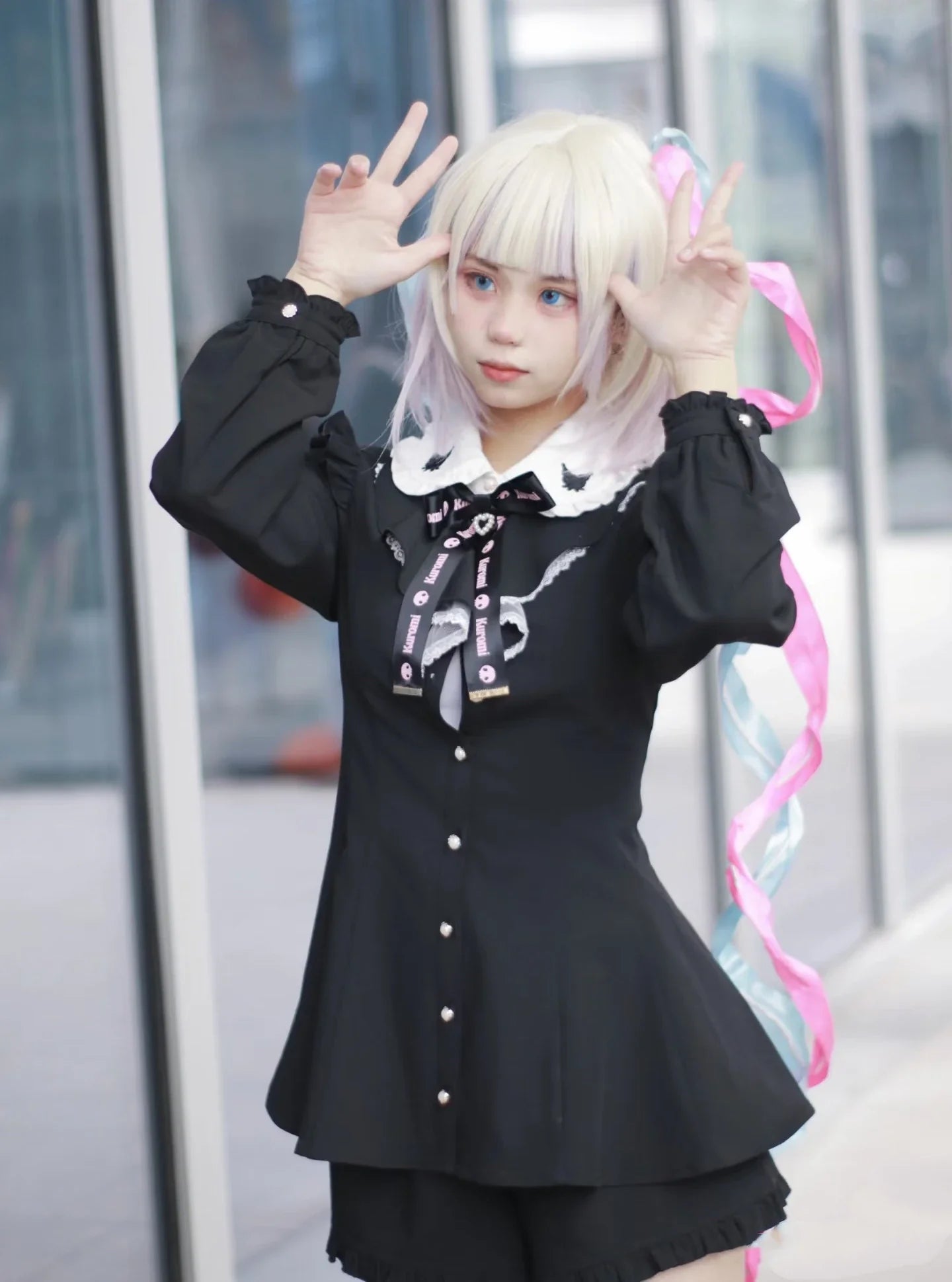 Kawaii Siyah Mini Elbise Seti
