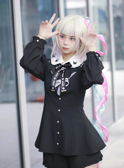 Kawaii Siyah Mini Elbise Seti