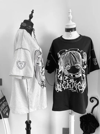 Anime Baskılı Oversize Unisex Tshirt