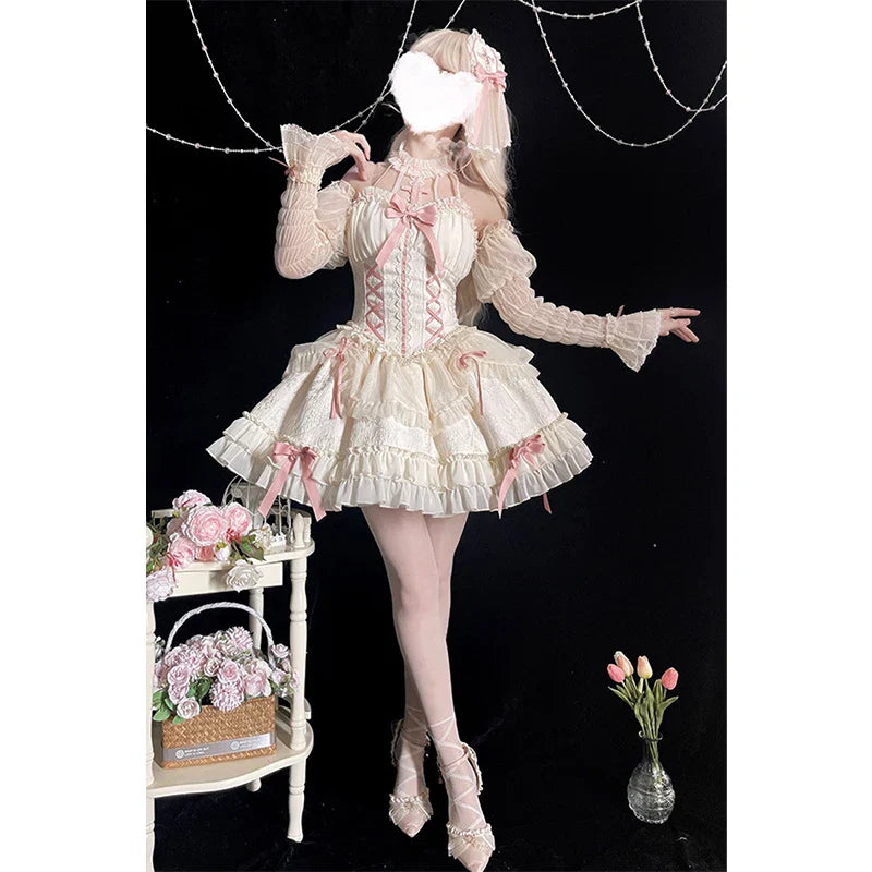 Kawaii Lolita Fiyonk Detaylı Mini Elbise
