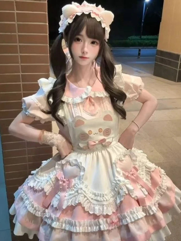 Japon Still Pembe Şık Elbise