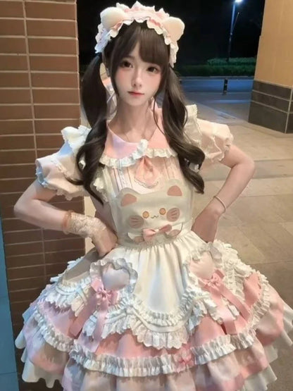 Japon Still Pembe Şık Elbise