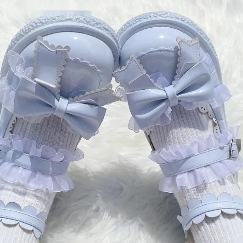 Kawaii Lolita Mary Jane shoes by eprolo featuring a round toe, bow detail, buckle strap, and classic Mary Jane style.