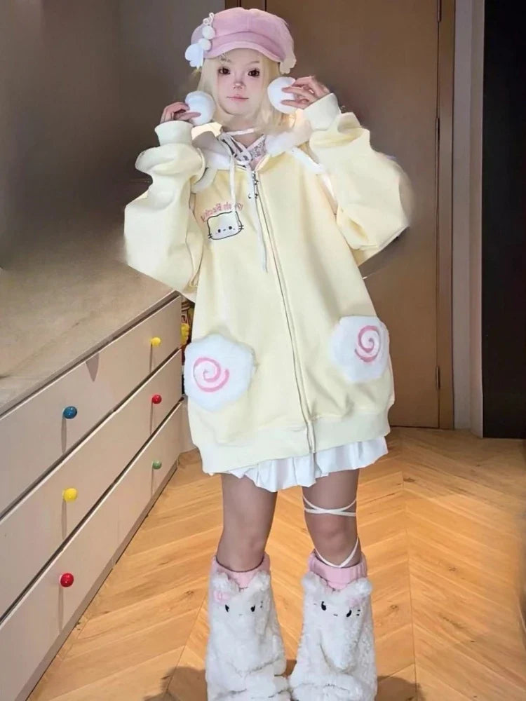 Kawaii oversize hoodie sweatshirt by eprolo featuring a cute, colorful design and a cozy hooded fit, casual and stylish for everyday wear.