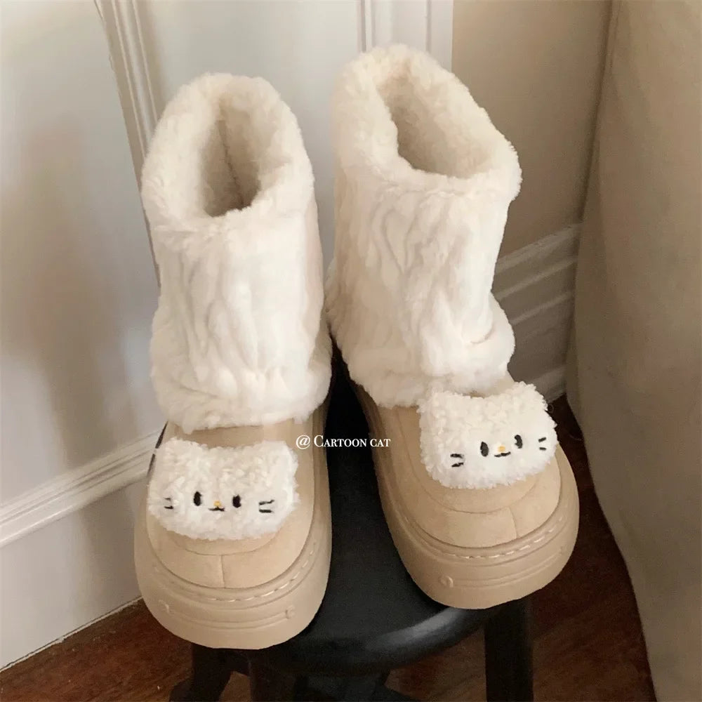 Eprolo women's waterproof plush winter snow boots with thick soles, warm lining, and durable design for cold weather.