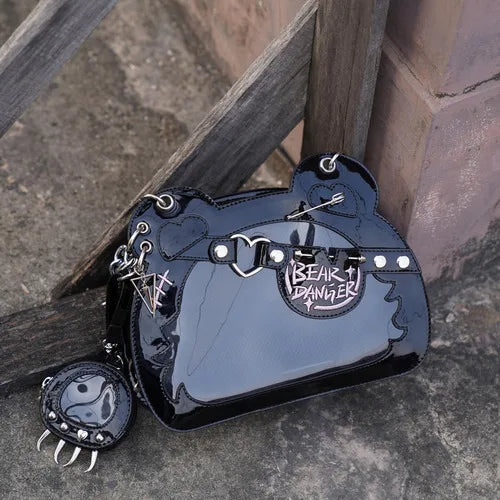 Kawaii Ayıcık şeffaf ita çanta by eprolo, featuring a cute bear design with a transparent body and adjustable straps.