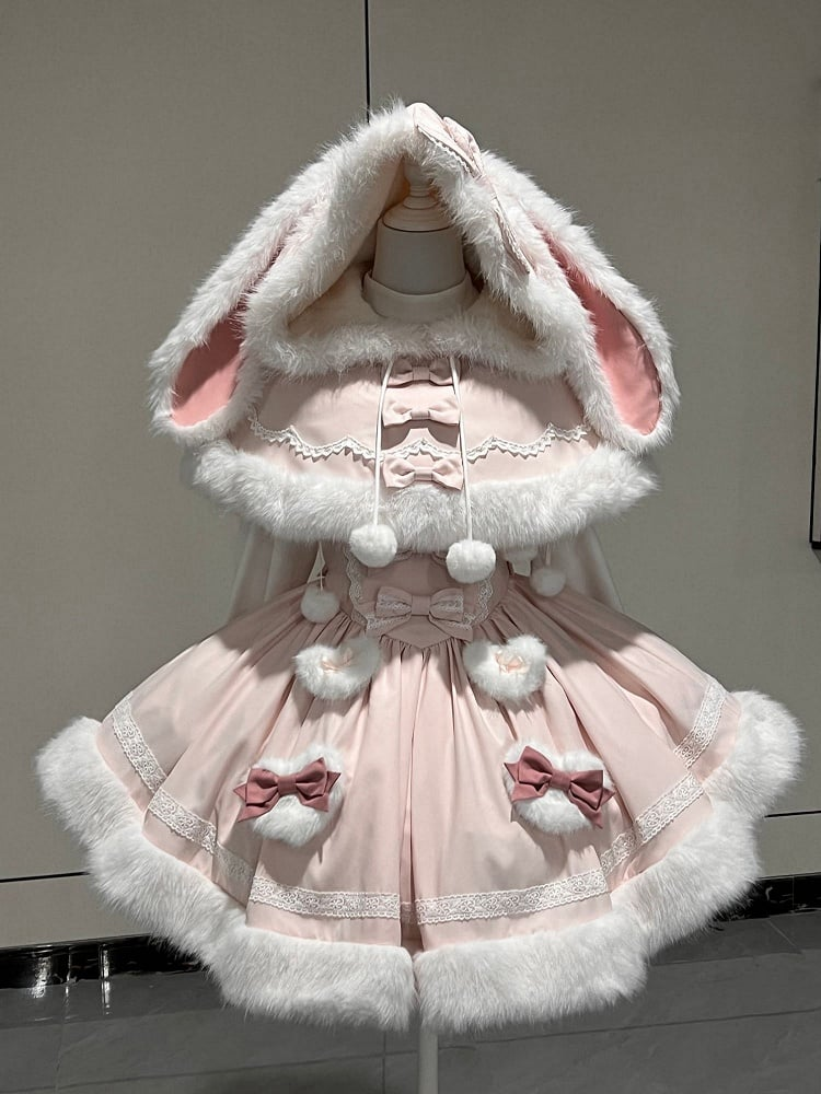 Cute Lolita dress set with bunny details, featuring two matching outfits by eprolo, perfect for children or special occasions.
