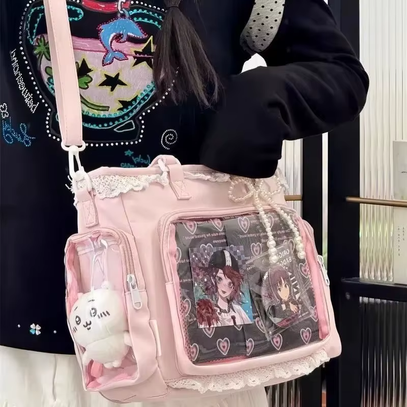 Eprolo Ballet Girl Ita Crossbody Bag with one shoulder strap, featuring a stylish Japanese-inspired design and compact size.