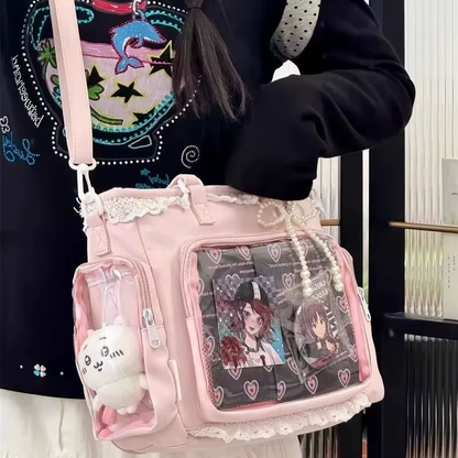 Eprolo Ballet Girl Ita Crossbody Bag with one shoulder strap, featuring a stylish Japanese-inspired design and compact size.