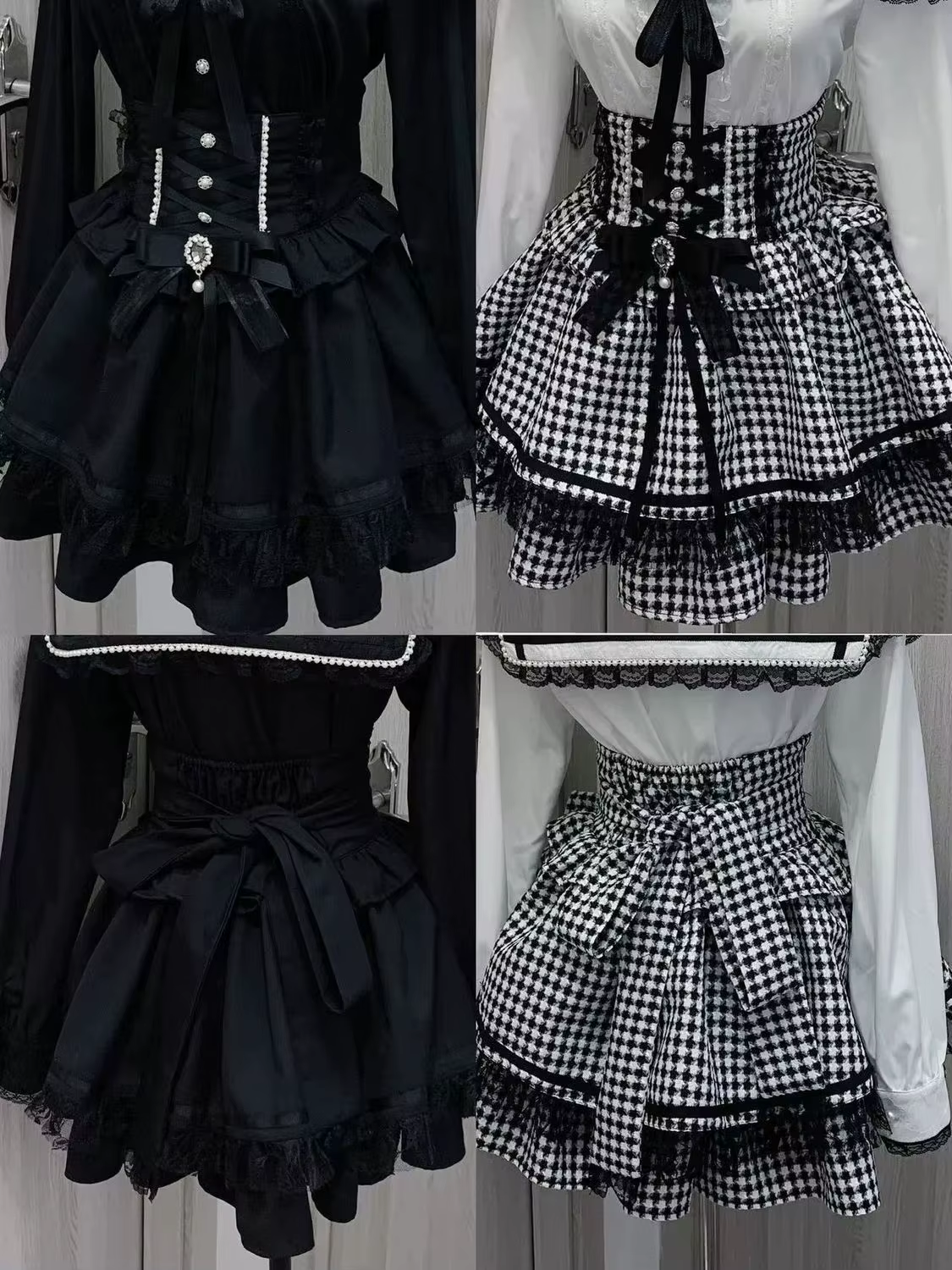 Eprolo Ekose yüksek bel fiyonklu mini etek displayed with a plaid pattern and bow detail on the waist.