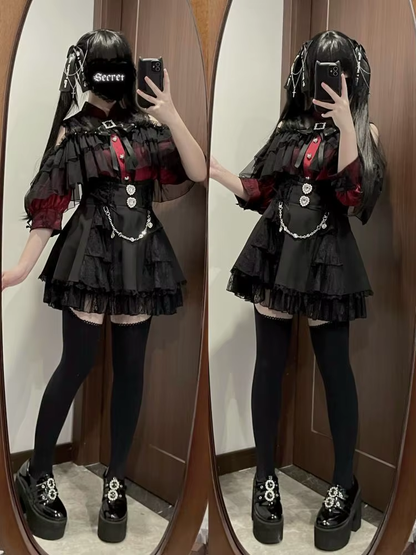 Zarif Japon Stil Üst & Etek Seti