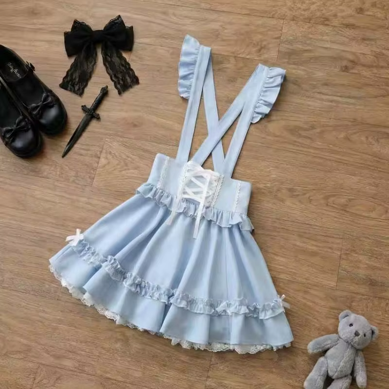 Jirai Kei Stil Askılı Şirin Etek Elbise