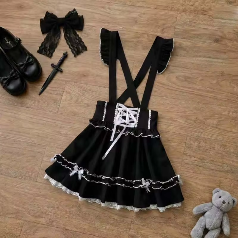 Jirai Kei Stil Askılı Şirin Etek Elbise