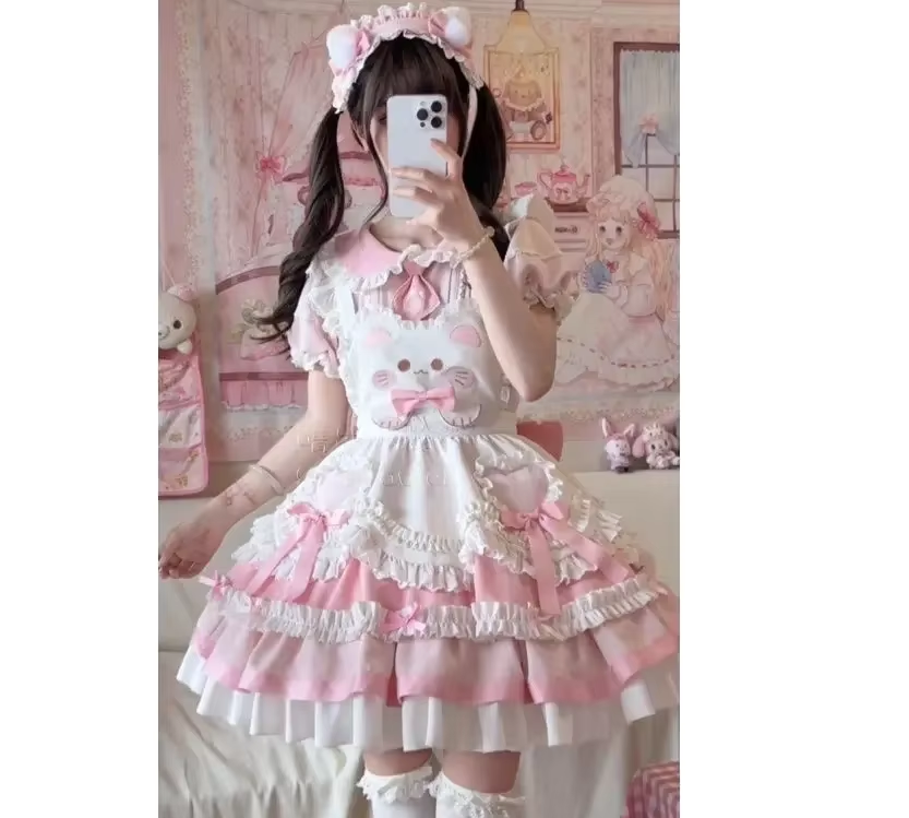 Japon Still Pembe Şık Elbise