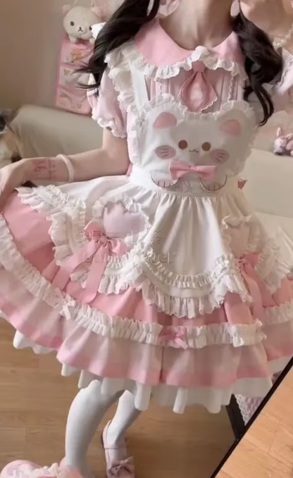 Japon Still Pembe Şık Elbise