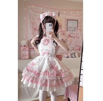 Japon Still Pembe Şık Elbise
