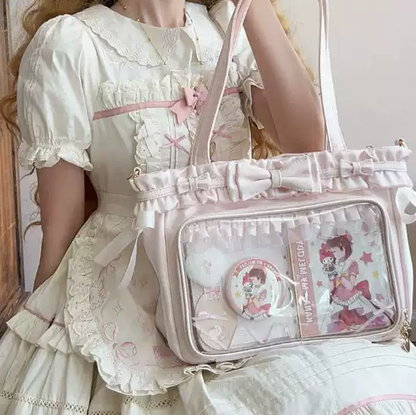 Fiyonk Detaylı Lolita Ita Çanta – Büyük Kapasiteli Omuz Çantas