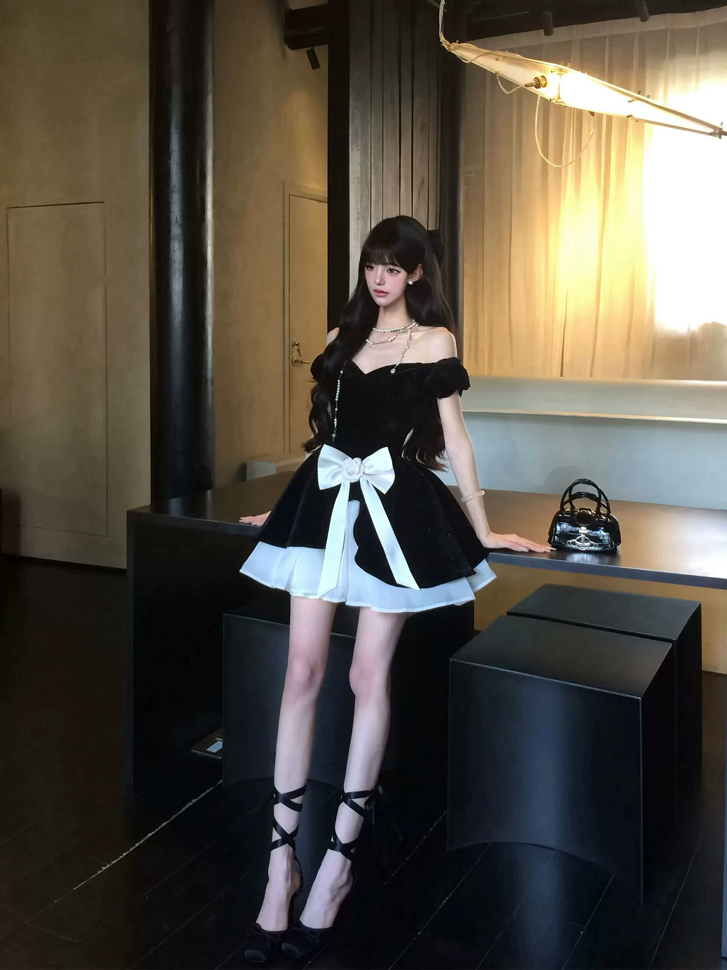 Siyah Beyaz Lolita  Elbise