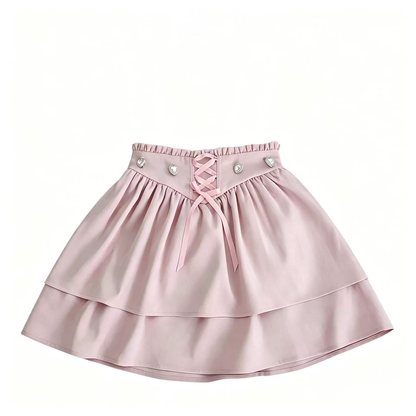 Pastel Mavi /Pembe Askılı Etek & Üst Seti