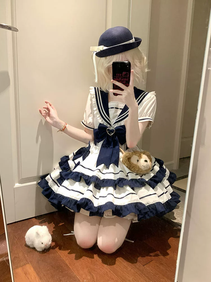 Denizci Model Katmanlı Lolita Elbise