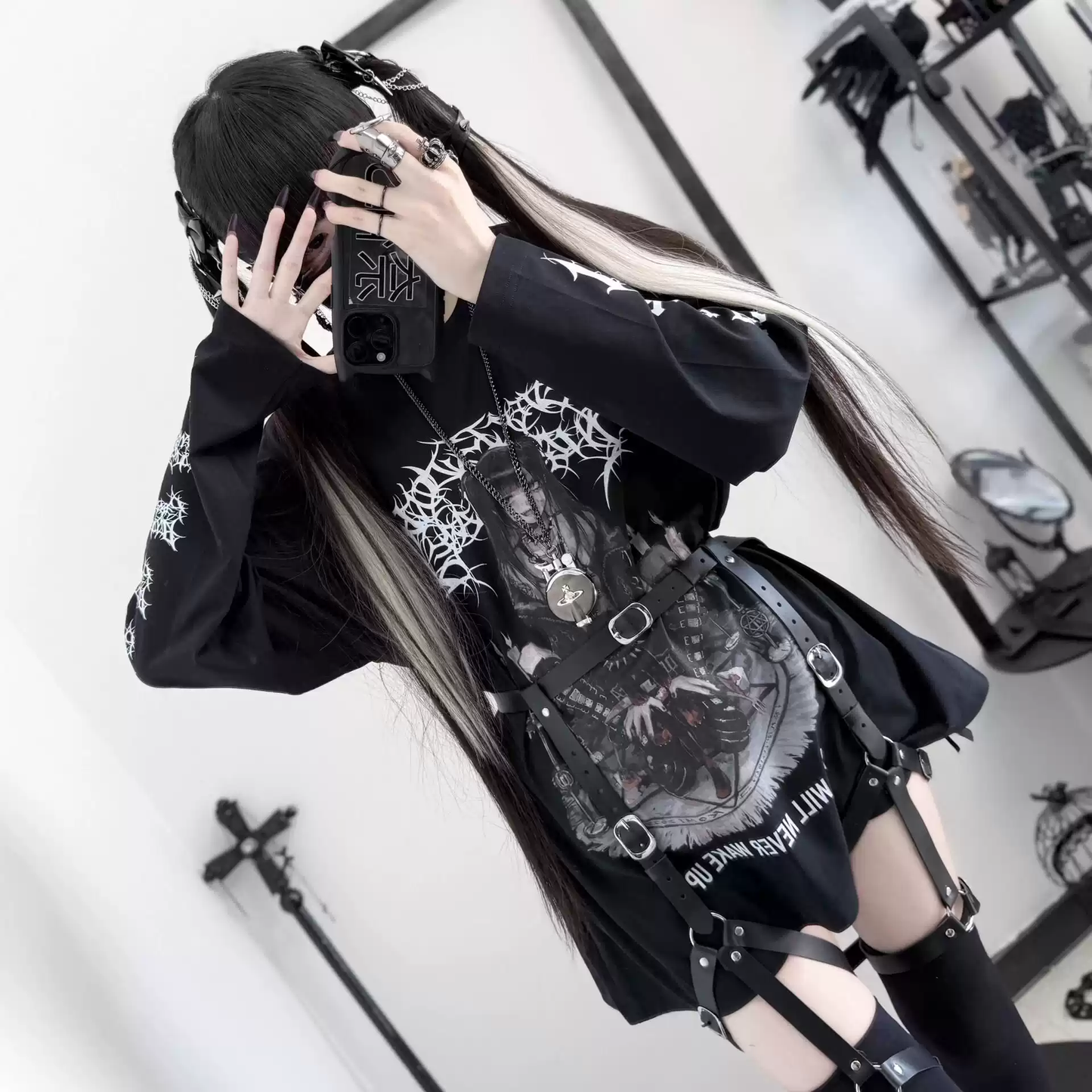 Uzun Oversize Gotik Tişört - ürün görseli 3