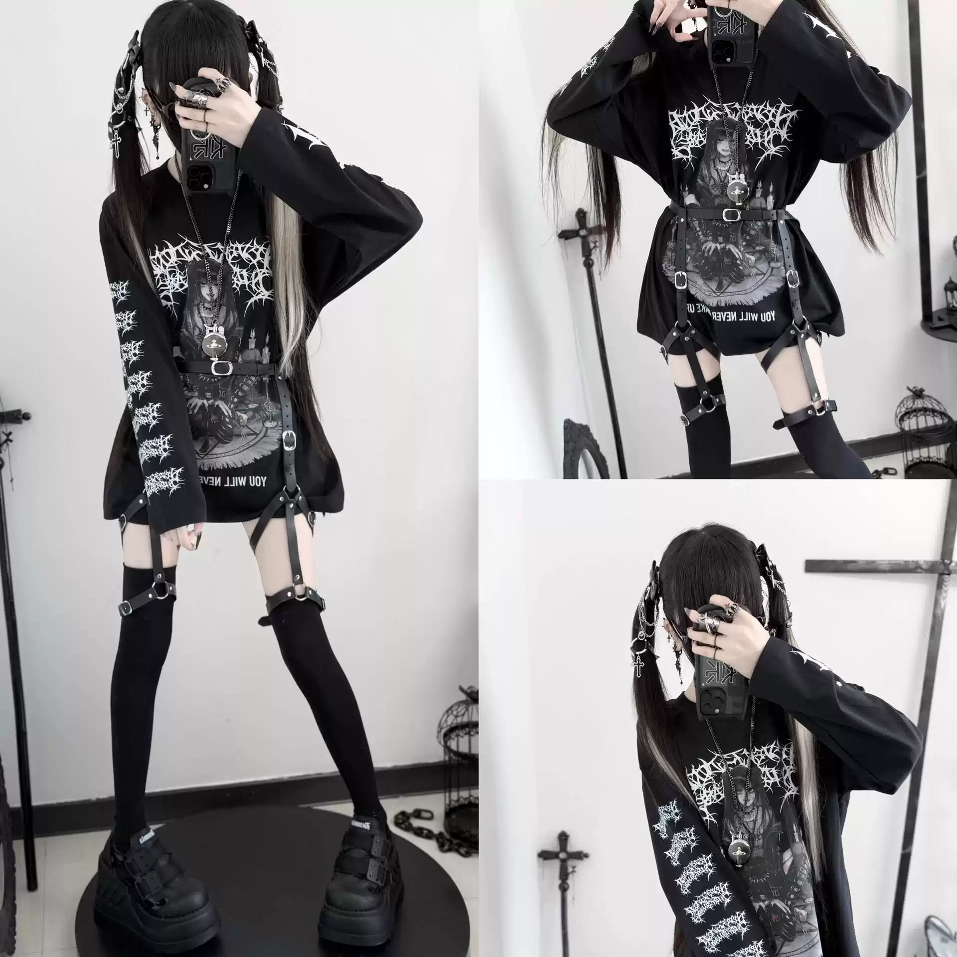 Uzun Oversize Gotik Tişört - ürün görseli 4